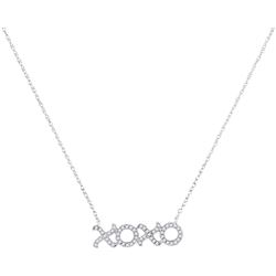 Womens Round Diamond XOXO Hugs Kisses Letter Pendant Necklace 1/6 Cttw 10kt White Gold - REF-12N9F