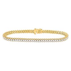 Womens Round Diamond Single Row Tennis Bracelet 5 Cttw 14kt Yellow Gold - REF-318Y5N