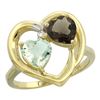 Image 1 : 2.61 CTW Diamond, Amethyst & Quartz Ring 14K Yellow Gold - REF-33H9M