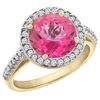 Image 1 : 2.44 CTW Pink Topaz & Diamond Ring 10K Yellow Gold - REF-57M3A