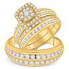 Image 1 : His Hers Round Diamond Cluster Matching Wedding Set 2 Cttw 14kt Yellow Gold - REF-170W9K