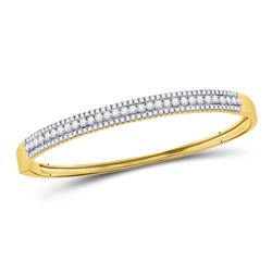 Womens Round Diamond Bangle Bracelet 1-7/8 Cttw 14kt Yellow Gold - REF-164N5F