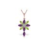 Image 1 : Genuine 2.0 ctw Amethyst, Peridot & Diamond Necklace 14KT Rose Gold - REF-47A4K