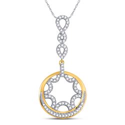 Womens Round Diamond Dangle Circle Pendant 1/4 Cttw 10kt Yellow Gold - REF-14A9M