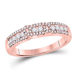 Womens Round Diamond Triple Row Band Ring 1/2 Cttw 14kt Rose Gold - REF-43F5W