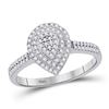 Image 1 : Womens Round Diamond Concentric Teardrop Cluster Ring 1/3 Cttw 10kt White Gold - REF-23W9K