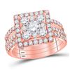 Image 1 : Round Diamond Square Bridal Wedding Ring Band Set 2 Cttw 14kt Rose Gold - REF-189H5R
