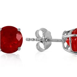 Genuine 0.95 ctw Ruby Earrings 14KT White Gold - REF-20M4T