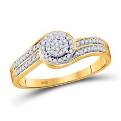 Womens Round Diamond Swirl Cluster Ring 1/5 Cttw 10kt Yellow Gold - REF-14F9W