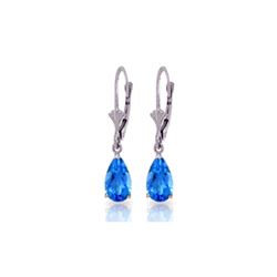 Genuine 3.77 ctw Blue Topaz Earrings 14KT White Gold - REF-30F2Z