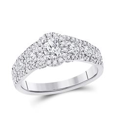 Oval Diamond Halo Bridal Wedding Engagement Ring 1-1/5 Cttw 14kt White Gold - REF-115X9A