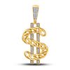 Image 1 : Mens Round Diamond Chain Link Dollar Charm Pendant 1/8 Cttw 10kt Yellow Gold - REF-38W9K