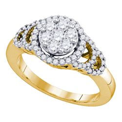 Womens Round Diamond Cluster Ring 3/4 Cttw 10kt Yellow Gold - REF-45A5M