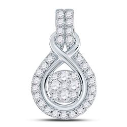 Womens Round Diamond Cluster Pendant 1/2 Cttw 10kt White Gold - REF-30X5A