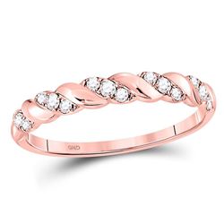 Womens Round Diamond Striped Stackable Band Ring 1/5 Cttw 10kt Rose Gold - REF-16R9X