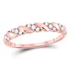 Image 1 : Womens Round Diamond Striped Stackable Band Ring 1/5 Cttw 10kt Rose Gold - REF-16R9X