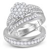 Image 1 : His Hers Round Diamond Cluster Matching Wedding Set 1-1/3 Cttw 10kt White Gold - REF-77F9W