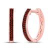 Image 1 : Womens Round Red Color Enhanced Diamond Oblong Hoop Earrings 1/10 Cttw 10kt Rose Gold - REF-14Y9N