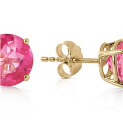 Genuine 3.1 ctw Pink Topaz Earrings 14KT Yellow Gold - REF-25W3Y