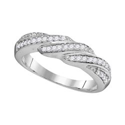 Womens Round Diamond Crossover Band Ring 1/4 Cttw 10kt White Gold - REF-19A9M