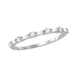 Womens Baguette Diamond Modern Stackable Band Ring 3/8 Cttw 14kt White Gold - REF-27X9A