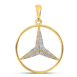 Mens Round Diamond Mercedes Charm Pendant 1/3 Cttw 10kt Yellow Gold - REF-31X5A