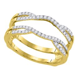 Womens Round Diamond Curved Wrap Ring Guard Enhancer 1/3 Cttw 14kt Yellow Gold - REF-43W9K