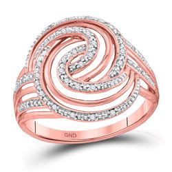 Womens Round Diamond Swirl Fashion Ring 1/10 Cttw 10kt Rose Gold - REF-13F9W