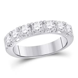 Womens Round Diamond Single Row Band Ring 1 Cttw 14kt White Gold - REF-109H5R