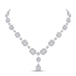 Womens Baguette Diamond Luxury Dangle Necklace 6-5/8 Cttw 14kt White Gold - REF-538Y5N