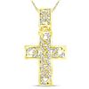 Image 1 : Mens Round Diamond Curb Link Cross Charm Pendant 5/8 Cttw 10kt Yellow Gold - REF-41A5M