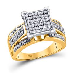 Womens Round Diamond Square Cluster Ring 1/3 Cttw 10kt Yellow Gold - REF-30K5Y