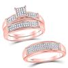 Image 1 : His Hers Round Diamond Square Matching Wedding Set 1/3 Cttw 10kt Rose Gold - REF-38A5M