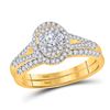 Image 1 : Round Diamond Oval Bridal Wedding Ring Band Set 1/2 Cttw 10kt Yellow Gold - REF-43M5H