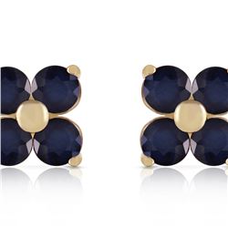 Genuine 1.15 ctw Sapphire Earrings 14KT Yellow Gold - REF-21K9V