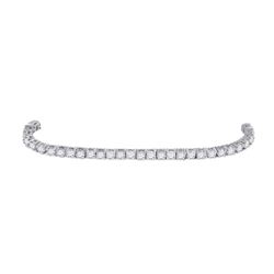 Womens Round Diamond Statement Tennis Bracelet 5 Cttw 14kt White Gold - REF-346M9H