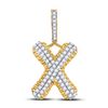 Image 1 : Mens Round Diamond X Letter Charm Pendant 1-1/3 Cttw 10kt Yellow Gold - REF-71W9K