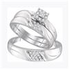 Image 1 : His Hers Round Diamond Cluster Matching Wedding Set 1/5 Cttw 10kt White Gold - REF-28F5W