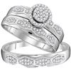 Image 1 : His Hers Round Diamond Cluster Matching Wedding Set 1/3 Cttw 10kt White Gold - REF-32F5W