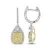 Image 1 : Womens Round Canary Yellow Diamond Dangle Earrings 2-1/2 Cttw 14kt White Gold - REF-192A9M