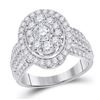 Image 1 : Womens Round Diamond Oval Cluster Ring 1-1/2 Cttw 14kt White Gold - REF-115A9M