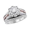 Image 1 : Round Diamond Bridal Wedding Ring Band Set 1-1/2 Cttw 14kt Two-tone Gold - REF-126A9M