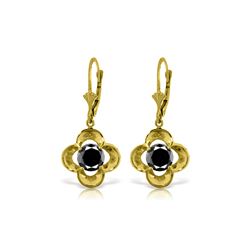 Genuine 1.0 ctw Black Diamond Earrings 14KT Yellow Gold - REF-76P2H