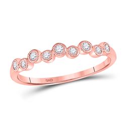 Womens Round Diamond Stackable Band Ring 1/8 Cttw 10kt Rose Gold - REF-12H9R