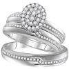 Image 1 : His Hers Round Diamond Oval Matching Wedding Set 1/2 Cttw 10kt White Gold - REF-49W9K
