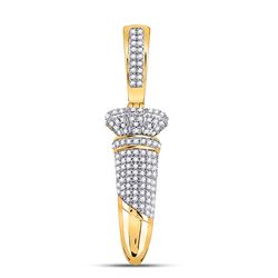 Mens Round Diamond Bullet Charm Pendant 1/3 Cttw 10kt Yellow Gold - REF-21F5W