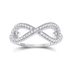 Womens Round Diamond Infinity Ring 1/3 Cttw 10kt White Gold - REF-25W5K