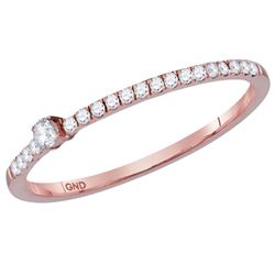 Womens Round Diamond Stackable Band Ring 1/8 Cttw 14kt Rose Gold - REF-13A9M