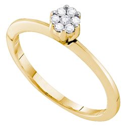 Womens Round Diamond Flower Cluster Ring 1/8 Cttw 10kt Yellow Gold - REF-14K5Y