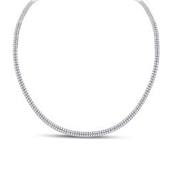 Womens Round Diamond 2-Row Tennis Necklace 2-3/8 Cttw 14kt White Gold - REF-197R5X